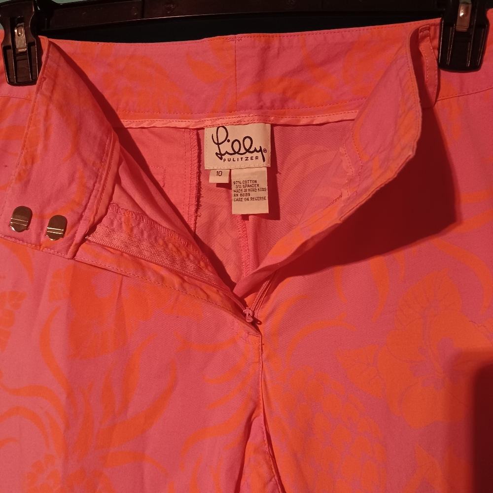 Lilly Pulitzer cotton Capri pants pink/orange pineapple - Picture 5 of 7